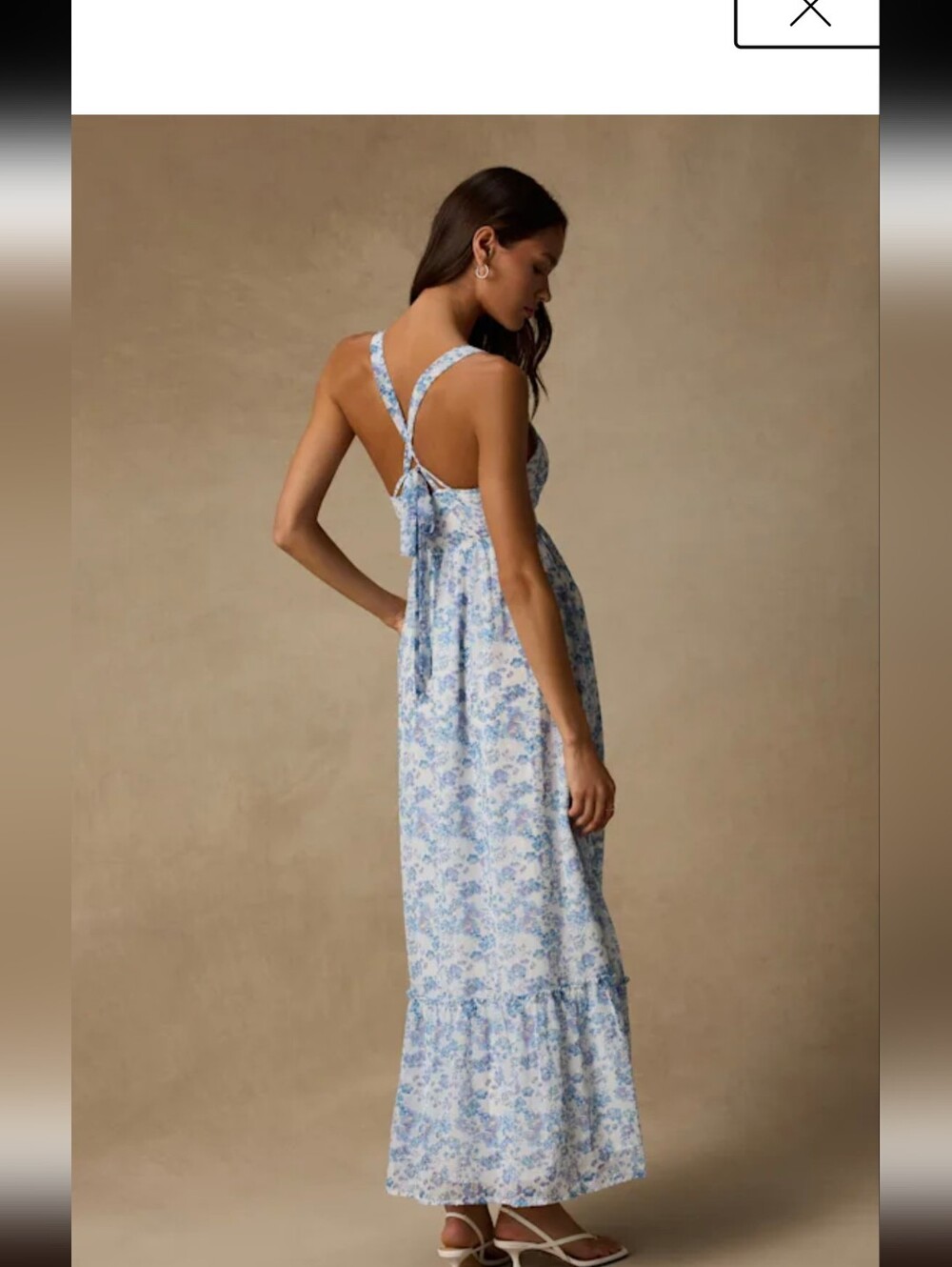 Lulu's,Blue Floral Maxi Sundress - Women's Sleeveless V-Neck, Size M - Picture 4 of 6
